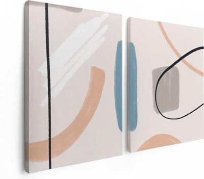 Artaza Canvas Schilderij Tweeluik Abstracte Kunst - Scandinavische Style - 120x80 - Foto Op Canvas - Canvas Print