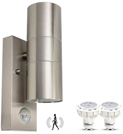 Buitenlamp met Bewegingsmelder en GU10 LED - Roestvrij Staal, Waterdicht en Energiezuinig