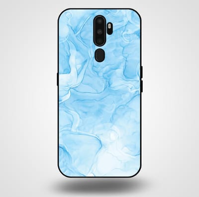Smartphonica Telefoonhoesje voor OPPO A9 2020 met marmer opdruk - TPU backcover case marble design - Lichtblauw geschikt voor OPPO A9 (2020)