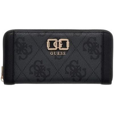 Guess Portemonnee Karnilla Logo lg grote zip rond vrouw kolen logo in synthetisch materiaal met scharnier