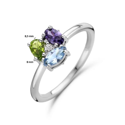 Gerhodineerd Zilver Ring Met Zirkonia En Synth. Edelstenen 1336577