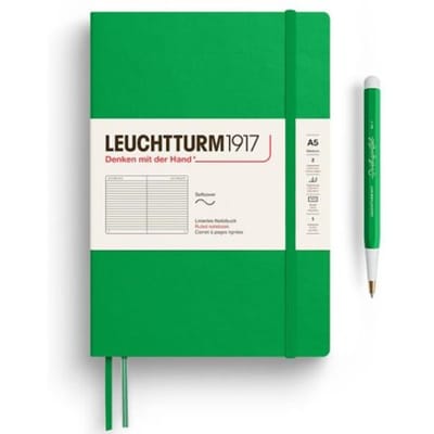 Leuchtturm1917 notitieboekje, softcover, medium a5, gelinieerd, lenteblad groen