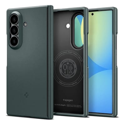 Spigen Air Fit Pro MagFit Hoesje Geschikt voor Samsung Galaxy Z Fold 8 Ultra | MagFit Compatibel | Draadloos Opladen Ondersteund | Scharnier Bescherming | Groen
