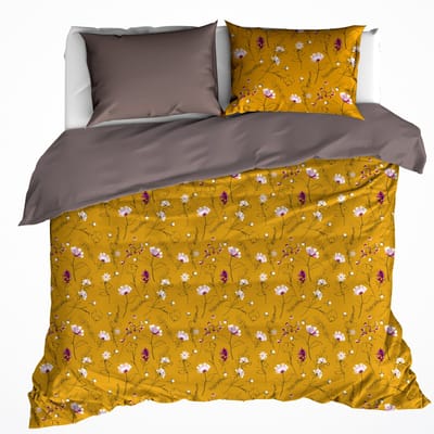 De Witte Lietaer Dekbedovertrek Katoen Satijn Fleur - Tweepersoons - 200 x 200/220 cm - Geel