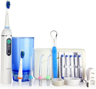 Elektrische Tandzijde Monddouche - Waterflosser Sonische Tandenborstel - Interdentale Reiniging - 3-in-1 Systeem - Compact Oplaadbaar - Wit