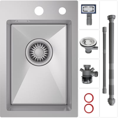 CECIPA MAX Kleine Spoelbak Keuken - Compacte Gootsteen RVS - Geborsteld Roestvrij Staal - Opbouw & Vlakbouw Wasbak - Perfect voor Bijkeuken of Bar - 30 x 45 x 19 cm