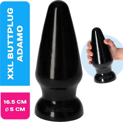 Lusty XXL Buttplug Adamo - Zwart - 16.5X5 CM - XXL - Taps toelopend - Brede basis - Zuignap