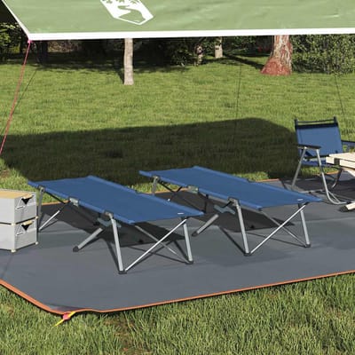 vidaXL - Opvouwbaar - Campingbed - 2 - st - Blauw - 194 - x - 62,5 - x - 42,5 - cm