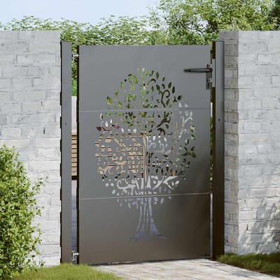 vidaXL - Tuinpoort - 110 - x - 155 - cm - Poedercoated - staal - Zwart - Vergrendelbaar