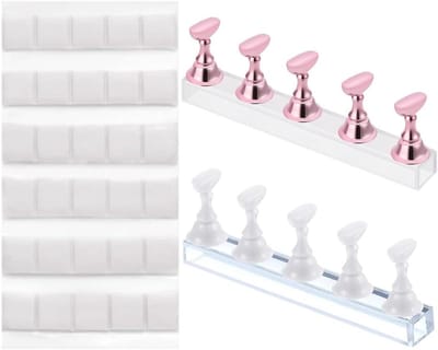 Acryl Nagels Set - Kunstnagels Houder - Nagel Oefenen - Niet-giftige Materialen - 2 Sets - Wit