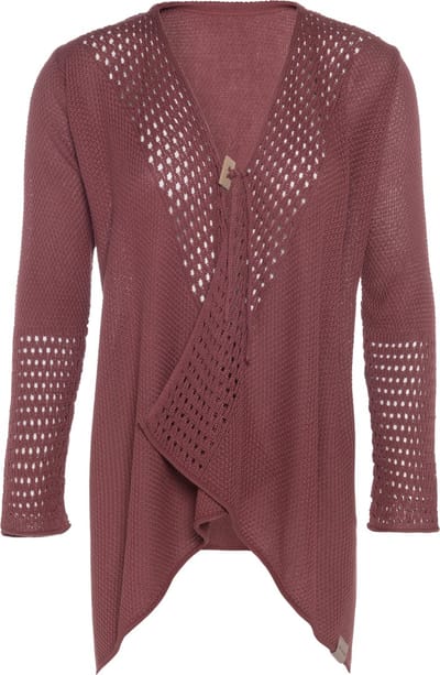 Knit Factory April Gebreid Vest - Cardigan dames - Luchtig rood zomervest - Damesvest gemaakt van 50% katoen en 50% acryl - Stone Red - 36/38