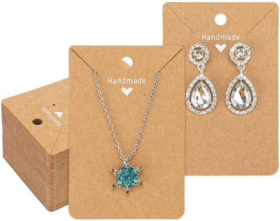 Allecto - Displaykaarten voor Sieraden - 200 Stuks - Bruin Kraftpapier - Voor Oorbellen en Halskettingen - Perfect voor Cadeaus en Verpakkingen