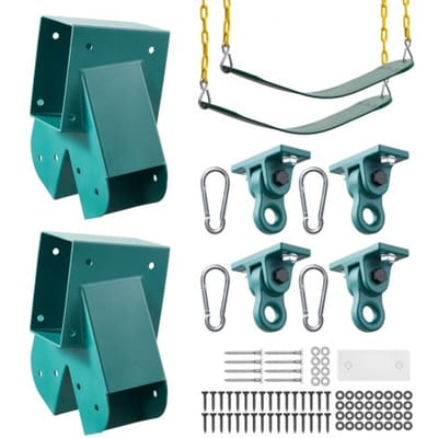 VEVOR 8-delige schommelset, inclusief montageset voor schommels met 2 A-frame verbindingsstukken voor balken van 94x144 mm, poten van 94x94 mm, 4 schommelhaken en 2 schommelzitjes, en montagemateriaal voor buitenschommels.