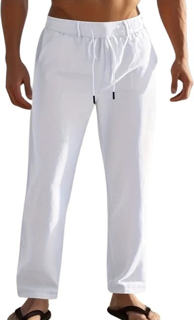 Livano Linnen Broek Heren - Zomerbroek - Volwassenen - Lange Broek - Pantalon - Strandbroek - Zomer - Ibiza Stijl - Wit - Maat S