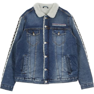 Jeansjasje voor heren, ketting, spijkerjasje, stone wash