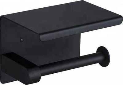 New Age Devi - WC-Rolhouder met Telefoonhouder/ - Zelfklevend/Boren/Zonder Boren - Zwart