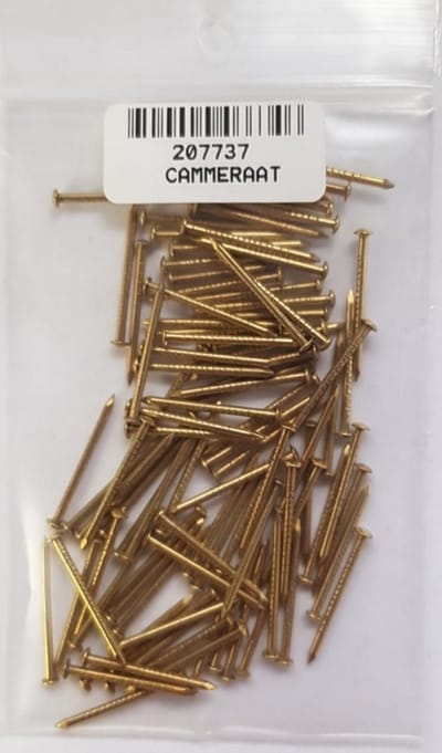 Messing nagel – spijker – bolkop – 1,2x20 mm – decoratief bevestigingsmateriaal – 20 gram