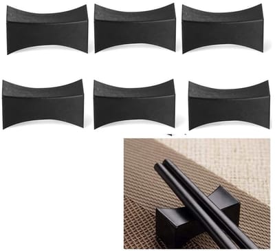 Dailygoods- Eetstokjeshouder 6 Stuks - Zwart - Vaatwasmachinebestendig - Duurzaam - Geschikt voor Magnetron/Oven - Afmetingen 4,5x2x2 cm - Eetstokjes