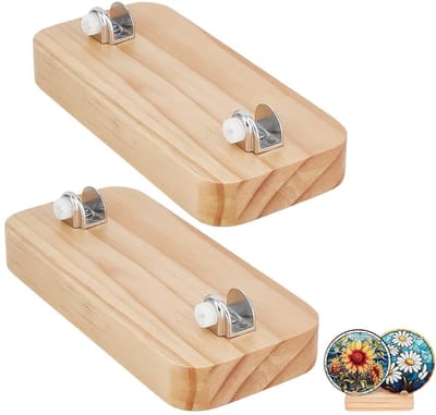 Allecto - Houten Display Stand - Glazen Kunst Creaties - 15cm - Decoratieve Sign Houder - Perfect voor Plaatjes en Borden - Licht Oranje