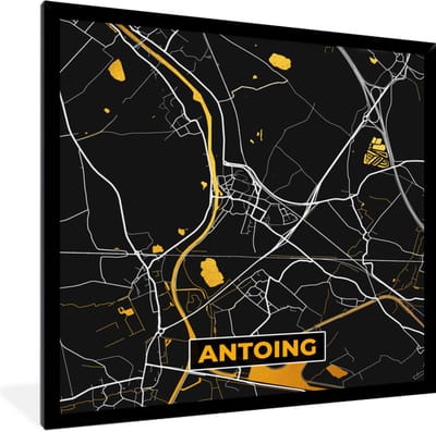 Fotolijst incl. Poster - Antoing - Kaart - Goud - Plattegrond - Stadskaart - 40x40 cm - Posterlijst
