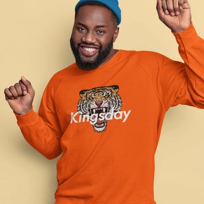 Oranje Koningsdag Trui Kingsday Tiger - Maat XS - Uniseks Pasvorm - Oranje Feestkleding