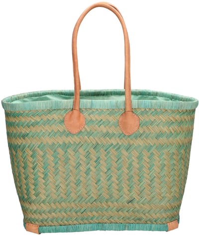 Beagles Bozaka Rieten Mand - Ruime en Functionele Boodschappenmand Strandtas met Stijlvol Design - Mint