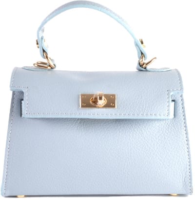 Giuliano Lederen Schoudertas Amaya - Dames - Made in Italy - Licht blauw