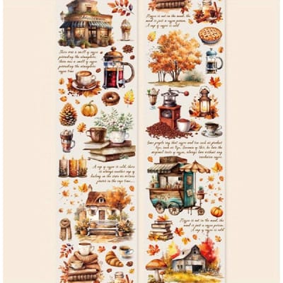 Stickers van PET-tape in retrostijl, 1 rol waterdichte scrapbooking-benodigdheden, ideaal voor het versieren van agenda's en schema's, stickers, junk journaling-benodigdheden