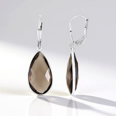 Chique Rookkwarts Zilveren Oorbellen, 14.377 ct
