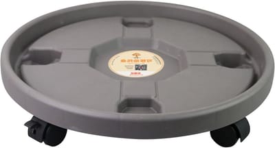 Plantenstandaard met wielen - Rolwagen planten - Planten verplaatsen - Robuust en geurloos - 36 cm diameter - Zwart