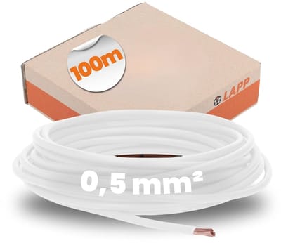 Bedradingskabel H05V-K - Aderleiding Flexibel - Elektrische Installatie - Soepele Koperen Kern - 100 Meter 05 mm² - Wit
