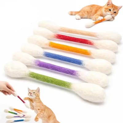 6 stuks kattenvilten wattenstaafjes met kattenkruid, gigantische kauwstok kattengereedschap, tandheelkundig interactief kickstick-tandjes, zacht wattenstaafje voor kattenliefhebbers en