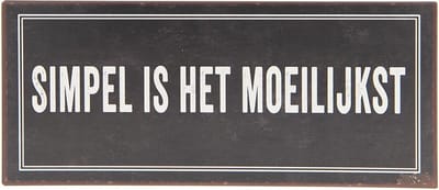 Clayre & Eef Tekstbord 6Y3254 30*13 cm Bruin Metaal Rechthoek Wandbord Quote Bord Spreuk