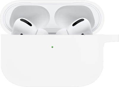 Hoesje - Geschikt voor Apple Airpods Pro - met Clip - Siliconen Hoes - Silicone Case Cover - Wit
