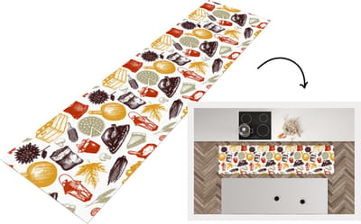 Keukenloper - Loper keuken - Thanksgiving - Patronen - Dinner - 200x50 cm - Keukenloper vinyl
