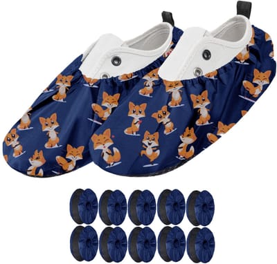 FEROCITY - Schoenovertrekken - Antislip, herbruikbaar - Unisex - Kinder - EU 31-37, 5 paren - Polyester - Vossen