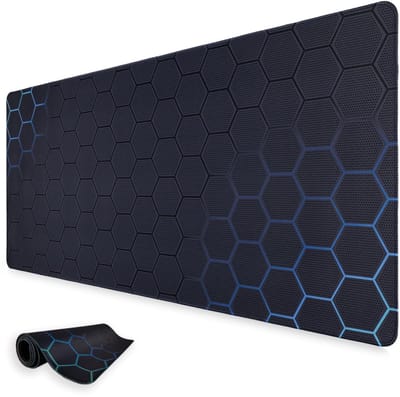 Dailygoods - Niviy Gaming Muismat 900x400mm Blauw Cyaan Bureau Onderlegger met Antislip Rubber Basis