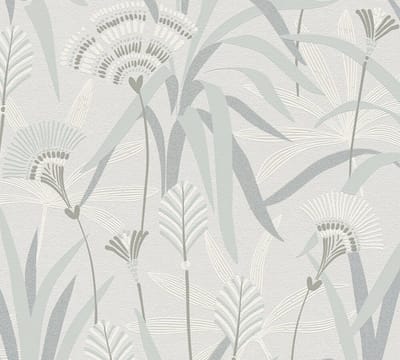 BLOEMEN BEHANG | Retro stijl - Grijs Blauw Groen - A.S. Création French Affair