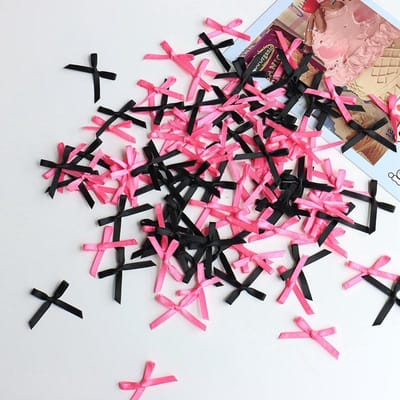 100 stuks Mini Lint Strikjes in Assorti Kleuren Schattige DIY Knutselaccessoires voor Cadeauverpakking & Decoraties pink