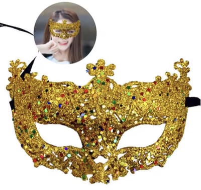 CHPN - GlitterMasker - Spannend masker - Gemaskerd bal - Oogmasker - Venetiaans masker - Mask - Verkleden - Bal - Carnaval - Goud - Met glittersterren