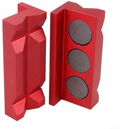 Allecto - 4 inch bankschroef - Magnetische kaakpads - Perfect voor houtbewerking - Rood - Aluminiumlegering - Duurzaam en lichtgewicht - Geschikt v...