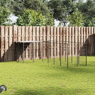 vidaXL - Hondenkennel - 8,47 - m² - staal - zwart