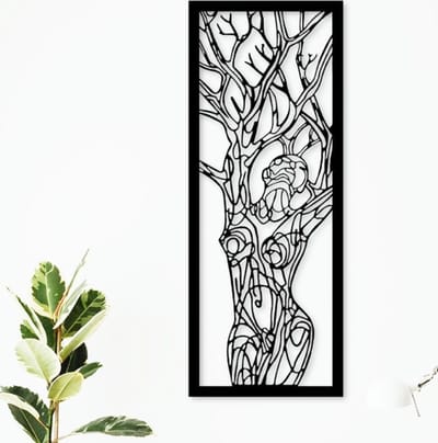 Wanddecoratie - Muurdecoratie - 20x51cm - Lichaamsboom - Metalen object - Kunstlijst - Wandversiering - Wandborden - Metaal