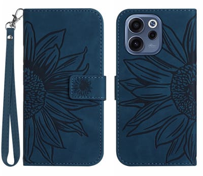 Coverup Hoesje - Geschikt voor OPPO Reno15 F Hoesje - Coverup Zonnebloem Book Case met Koord - Blauw