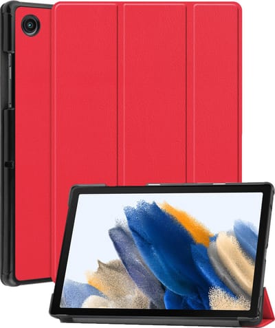 Hoesje - Geschikt voor Samsung Galaxy Tab A8 - Dun & Stevig - Hardcover Book Case - Trifold Bookcase Hoes - Hard Cover - Tablethoes - Rood