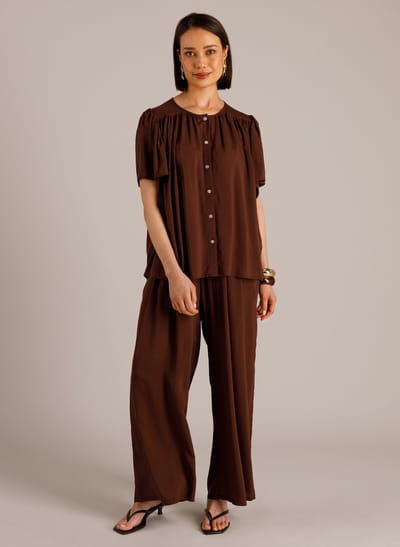 YEST Megan Tops - Coffee Brown - maat 42