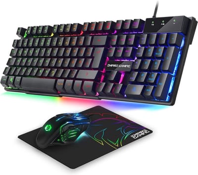 WNHB® 3-in-1 Gaming Set - Toetsenbord en Muis met RGB Verlichting - Inclusief Antislip Muismat - Geschikt voor PC PS4 PS5 Xbox