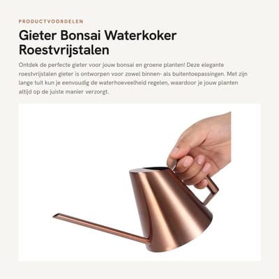 Dailygoods- Gieter 400ml - Roestvrij Staal - Lang Mondstuk - Ergonomisch Handvat - Duurzaam - Voor Binnen Planten - Waterkan