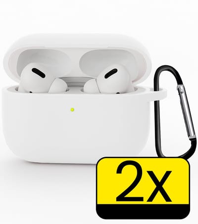 Hoesje Geschikt voor Apple Airpods Pro 3 - Siliconen Hoes met Clip - Silicone Case Cover - Wit