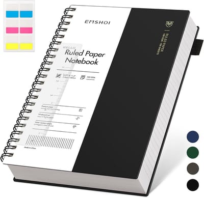 A4 Spiraal Notitieboek Gelinieerd - 150 Vellen 100 g/m² Papier - Waterdichte Softcover - Dubbeldraads Binding - 11.2" x 8.25" - Voor School Kantoor Schrijven